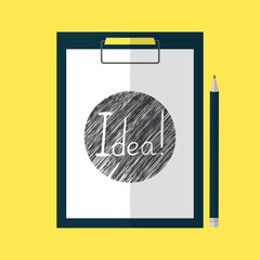 Vector illustration of clipboard in flat style with hand drawing element.