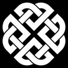 Celtic Quaternary knot isolated on black background. Vector illustration.