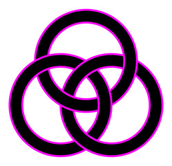 Borromean rings (three interlaced rings) for your logo, design or project (vector illustration)