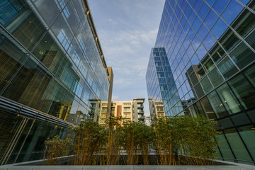 Fototapeta premium Modern office buildings skyscrapers street view