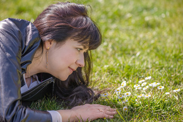 Girl portrait on grass