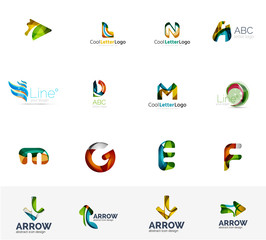 Set of universal company logo ideas, business icon collection