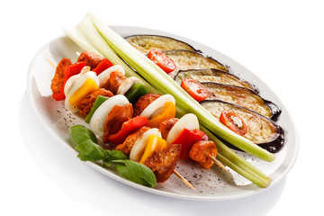 Kebab - grilled meat and vegetables 