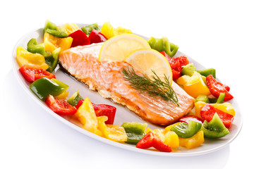Roasted salmon and vegetables 