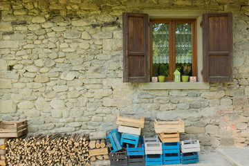 La finestra della casa di campagna, Toscana, Italia