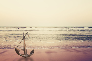 Fototapeta na wymiar anchor on sand