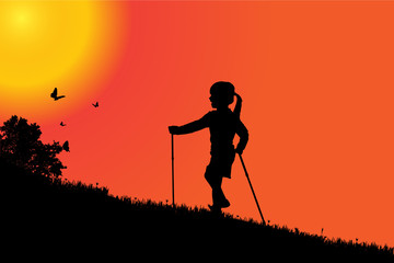 Fototapeta premium Vector silhouette of a girl.