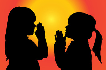 Vector silhouette of children.
