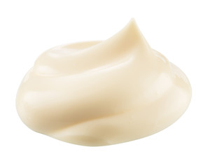 Handful of mayonnaise. Swirl on white background. Clipping path.