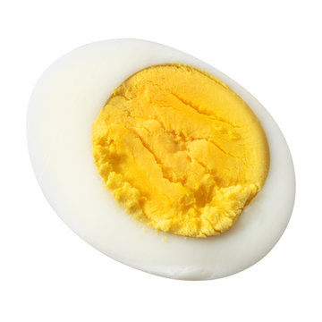 Half of boiled egg isolated on white. With clipping path.