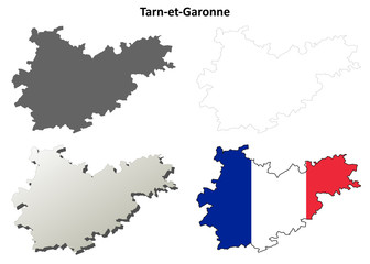 Tarn-et-Garonne (Midi-Pyrenees) outline map set