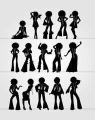 Vintage 70-80 black silhouettes of womans  - 84939028