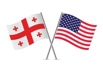 American and Georgia flags. Vector illustration.