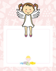 Baby girl with wings. blank space for photo or text