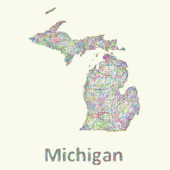 Michigan line art map