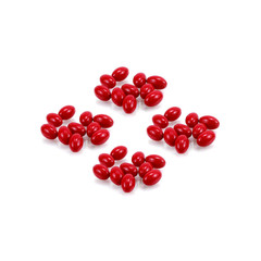 Cough tablets, Red medicine isolated on white background