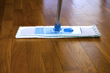 The mop on the parquet floor