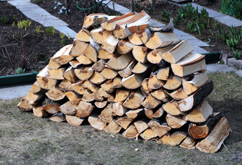 Stabel of chopped birch wood