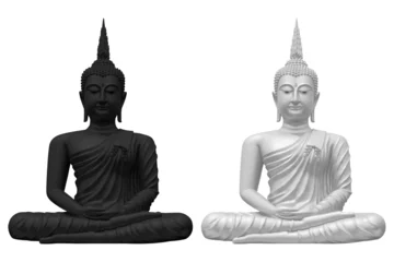 Crédence de cuisine en verre imprimé Bouddha bouddha noir et blanc