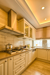 Fototapeta premium modern kitchen in villa with luxury decoration and design