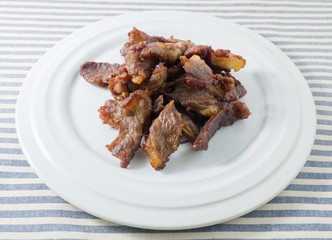 Thai Food Deep Fried Beef on A Plate