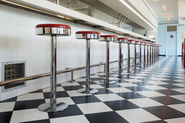 bar stools in a american diner restaurant