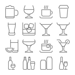 drink line icons set