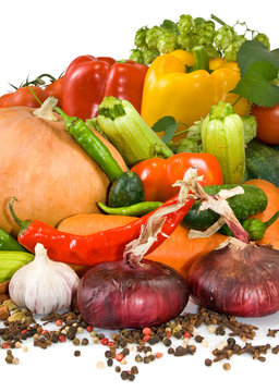 Isolated image of different raw vegetables