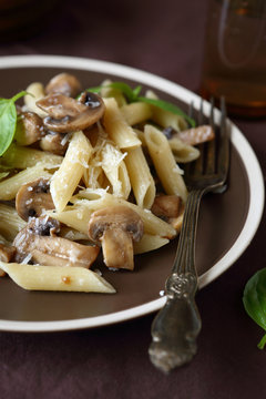 Delicious pasta with mushrooms