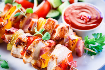 Grilled meat and vegetables 