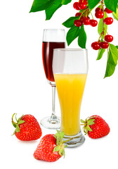 Isolated image of juice, wine and fruit