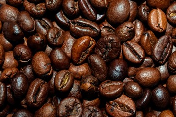 Coffee beans in the background