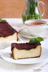 Cheesecake with chocolate topping