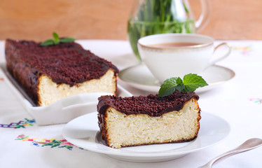 Cheesecake with chocolate topping