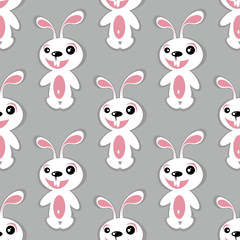 white rabbits seamless pattern