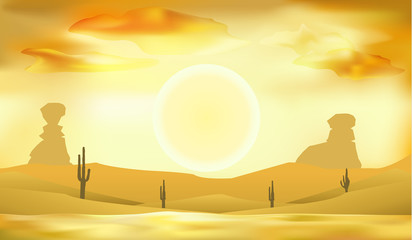 desert landscape vector art illustration background of dunes