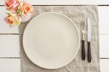 Empty plate with silverware