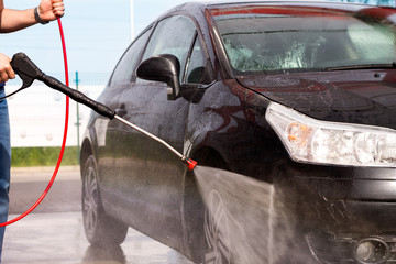 Washing the car at the carwash