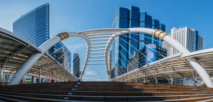 Fototapeta Panoramas skywalk Business area , architecture  in city the bang