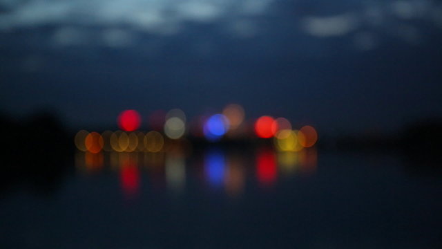 View of the city center at night variable focus