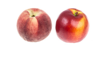Fototapeta na wymiar nectarine and peach on white