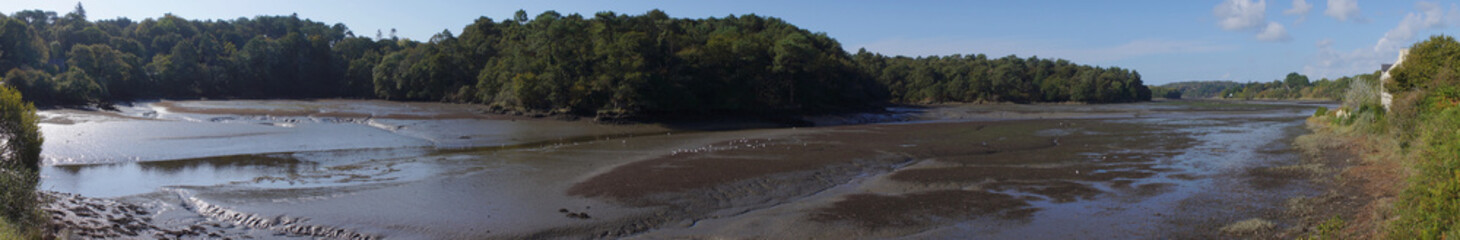 Belon bei Moelan-sur-Mer im Gegenlicht bei Ebbe
