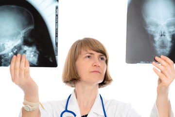  young female doctor with X-ray photograph