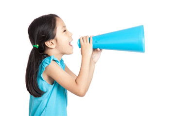 Little asian girl with megaphone
