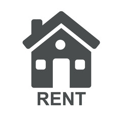 Icono casa y texto RENT gris