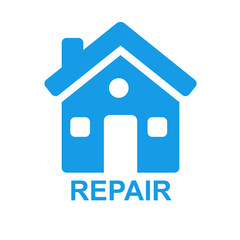 Icono casa y texto REPAIR azul