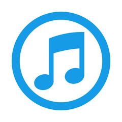 Icono redondo simbolo musica azul