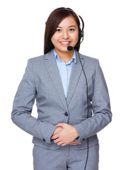 Businesswoman with headset for customer services