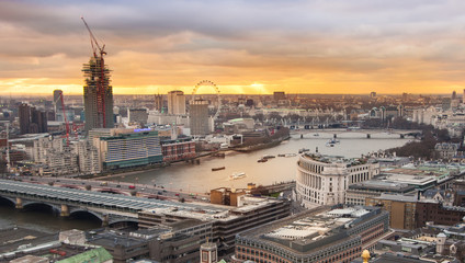 LONDON, UK - JANUARY 27, 2015: City of London at sun set.