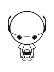 sad depressed robot of big round head unhappy